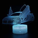 Luminária Carros em LED 3D - 16 Cores RGB com Controle Remoto