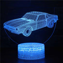 Luminária Carros em LED 3D - 16 Cores RGB com Controle Remoto