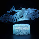Luminária Carros em LED 3D - 16 Cores RGB com Controle Remoto