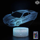 Luminária Carros em LED 3D - 16 Cores RGB com Controle Remoto