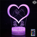 Luminária Romântica em LED 3D - 16 Cores RGB com Controle Remoto