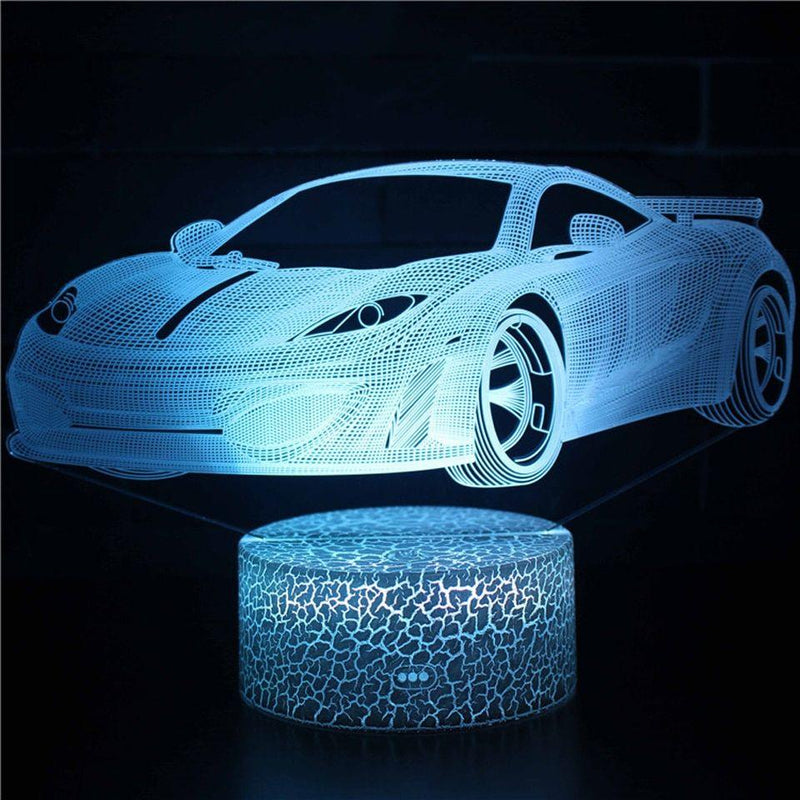 Luminária Carros em LED 3D - 16 Cores RGB com Controle Remoto