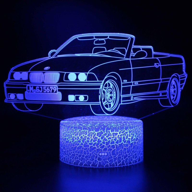 Luminária Carros em LED 3D - 16 Cores RGB com Controle Remoto