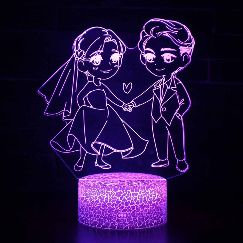 Luminária Romântica em LED 3D - 16 Cores RGB com Controle Remoto