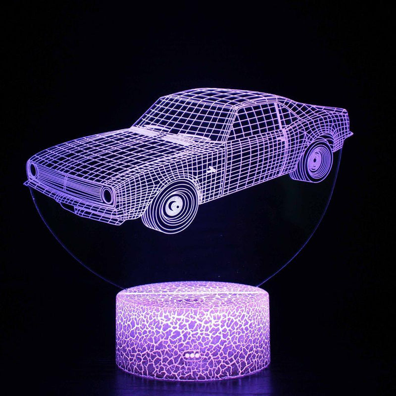 Luminária Carros em LED 3D - 16 Cores RGB com Controle Remoto