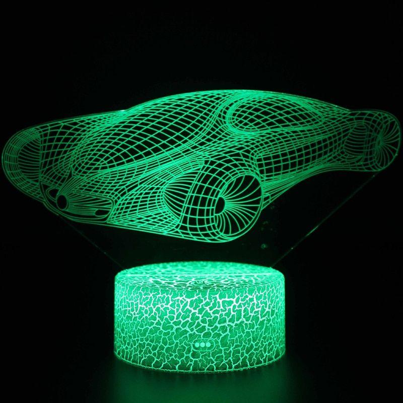 Luminária Carros em LED 3D - 16 Cores RGB com Controle Remoto