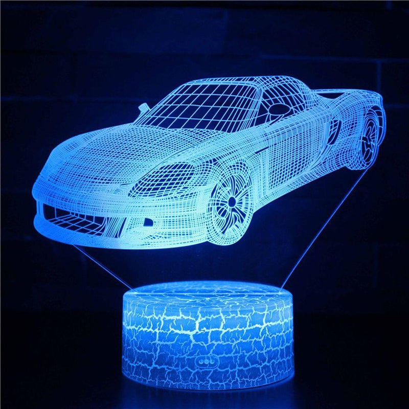 Luminária Carros em LED 3D - 16 Cores RGB com Controle Remoto