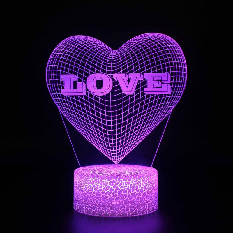 Luminária Romântica em LED 3D - 16 Cores RGB com Controle Remoto