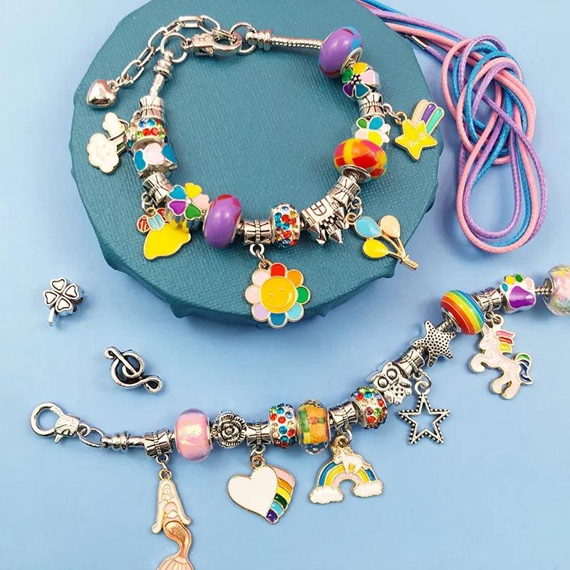 Kit Pulseiras e Berloques Infantil - 66 Peças